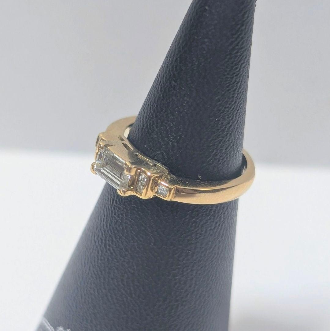 バゲットカットダイヤ　K18 ピンキーリング