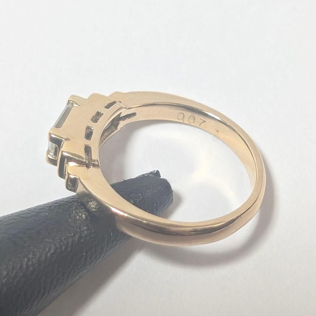 バゲットカットダイヤ　K18 ピンキーリング