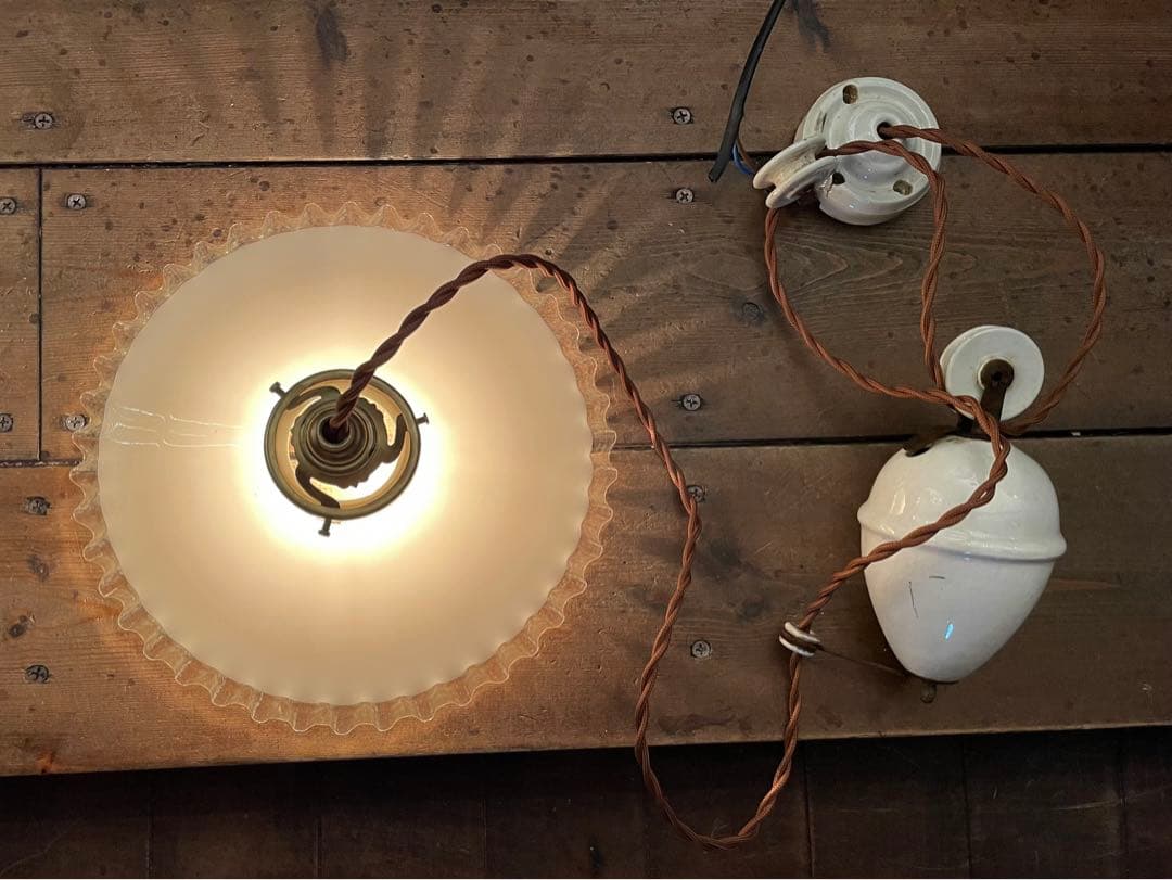 【merci】 2b. フランス　吊り下げ　滑車　ランプ　古道具　店舗什器