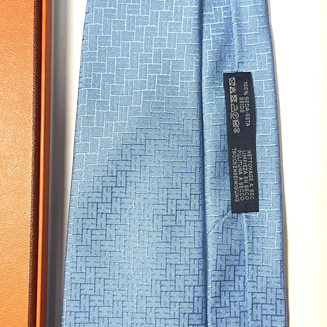 【新品未使用】HERMES エルメス ネクタイ H柄 ブルー