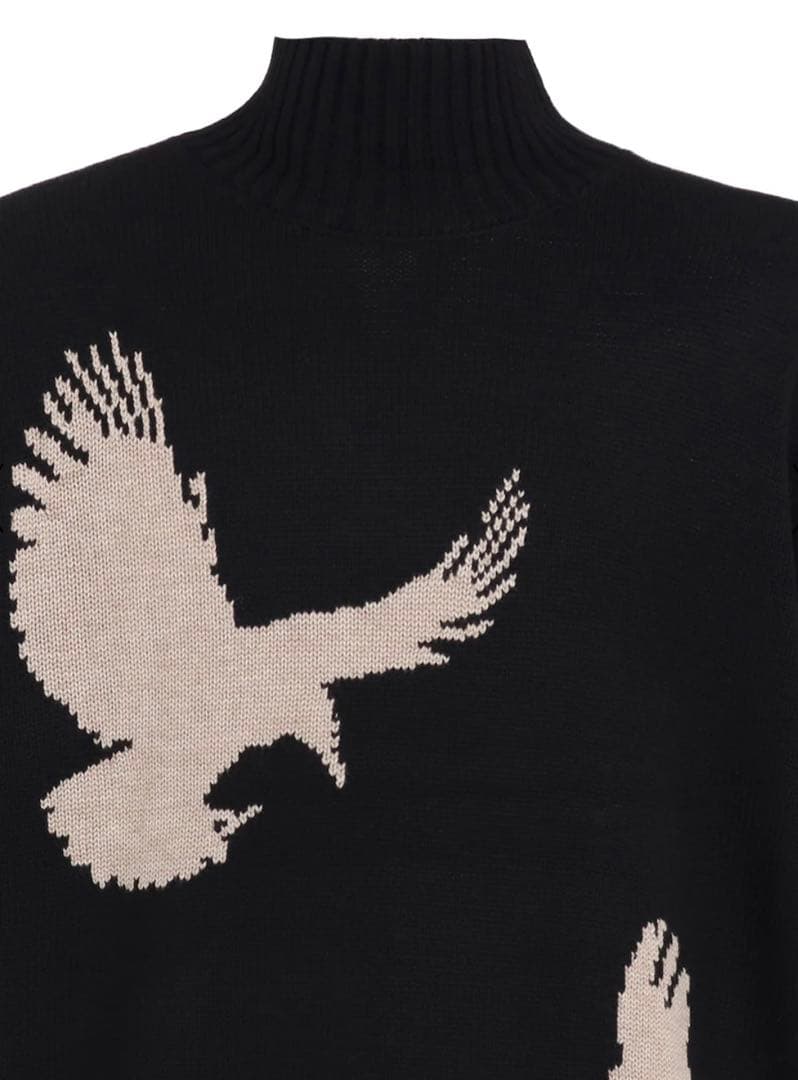 トップス 7G WOOL-BLEND INTARSIA CROW-PATTERN