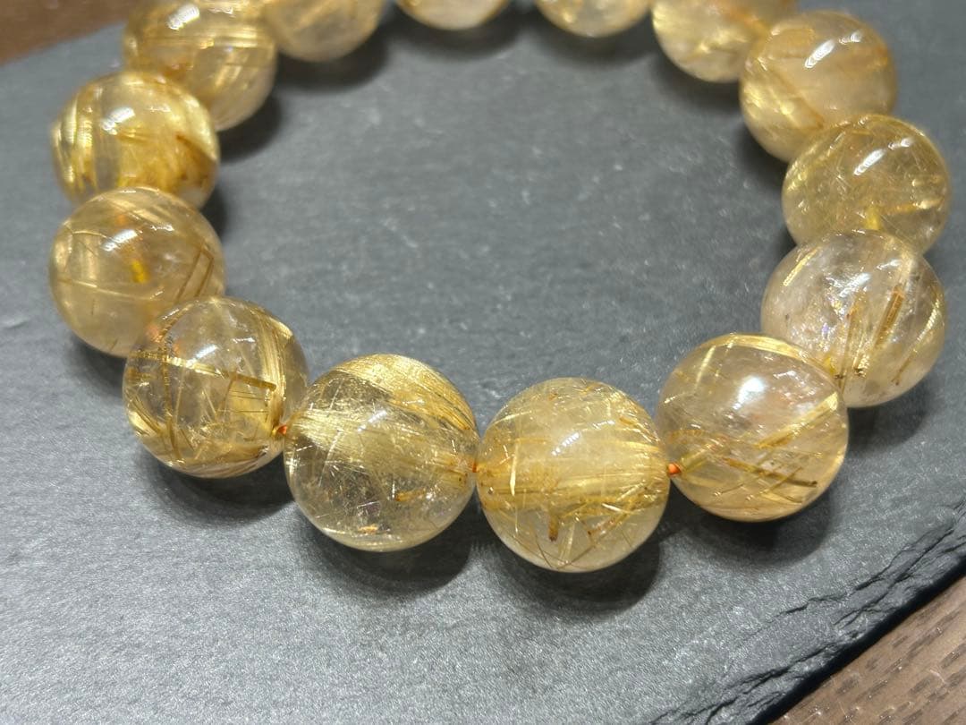 ゴールドルチルクォーツブレスレット　17mm