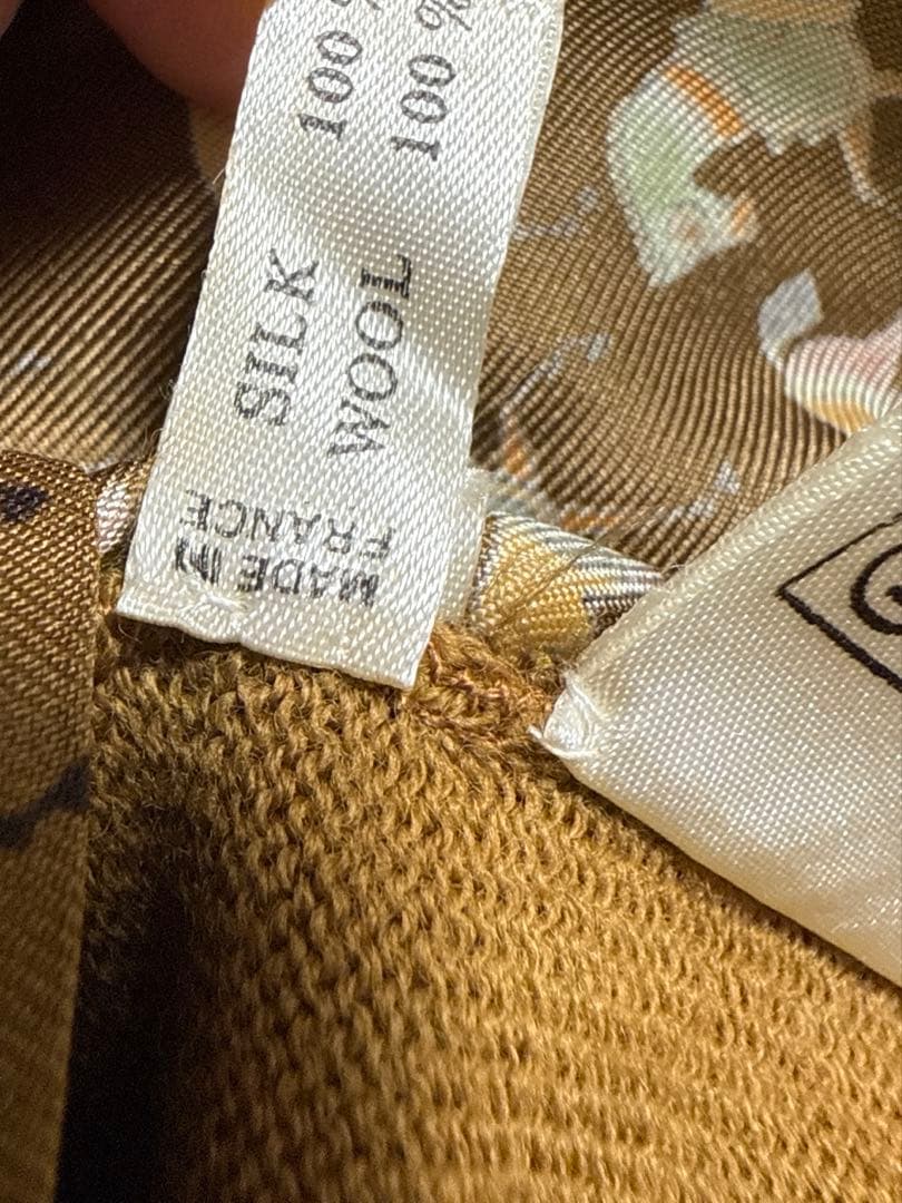 HERMÈS エルメス 長袖シルクシャツ 袖ニットデザイン 上品シンプル 訳あり