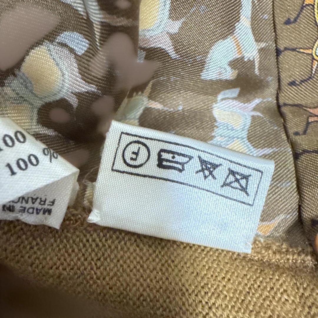 HERMÈS エルメス 長袖シルクシャツ 袖ニットデザイン 上品シンプル 訳あり