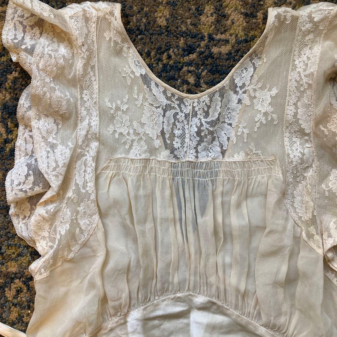 激レア　希少　アンティークレース　バレエコア　キャミソール　ノースリーブ