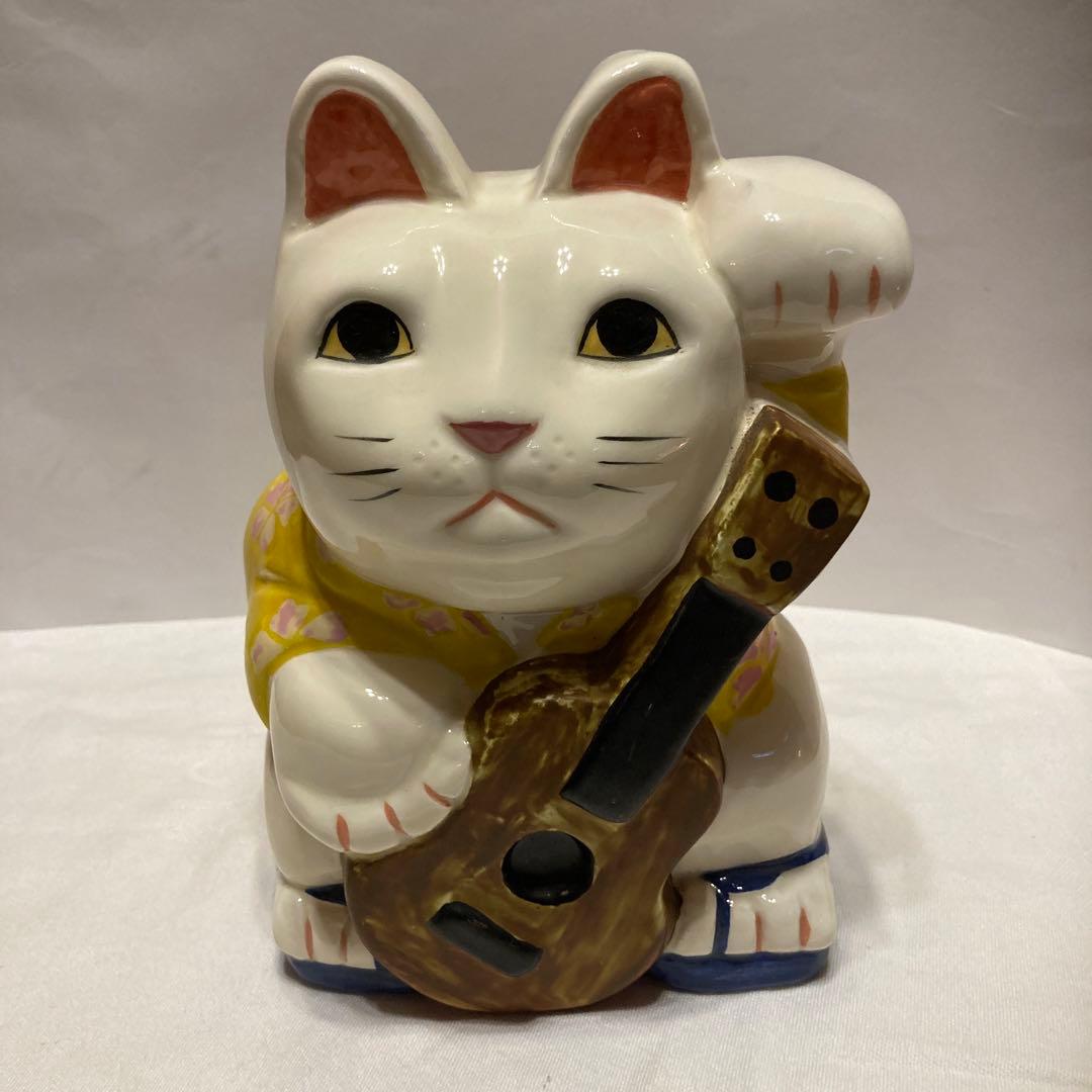 レア‼︎ Hawaii ハワイ　陶器製 ウクレレ招き猫　ラッキーキャット