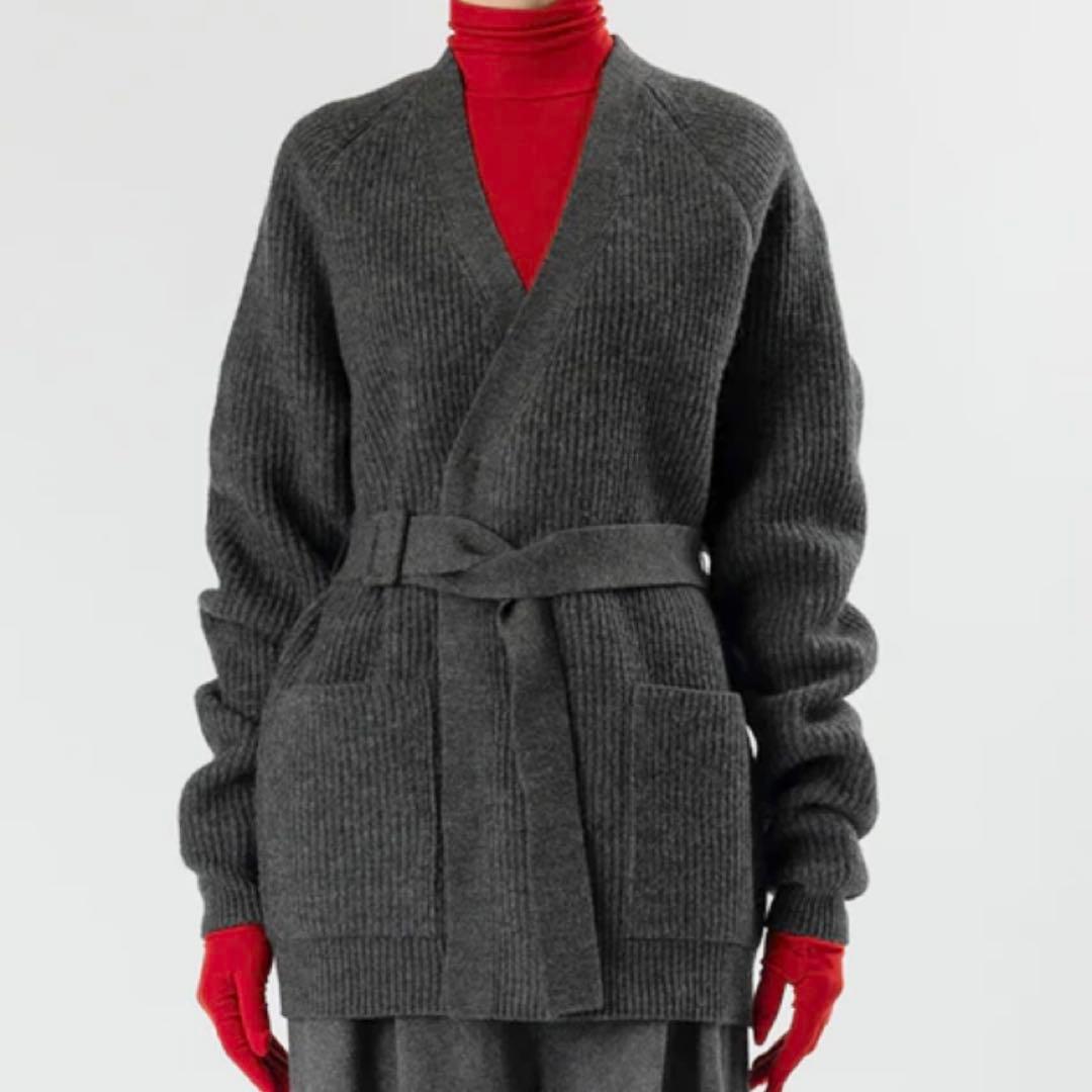 オーラリー リブニットカーディガン ベルト メリノウール 定価5.5万 2023