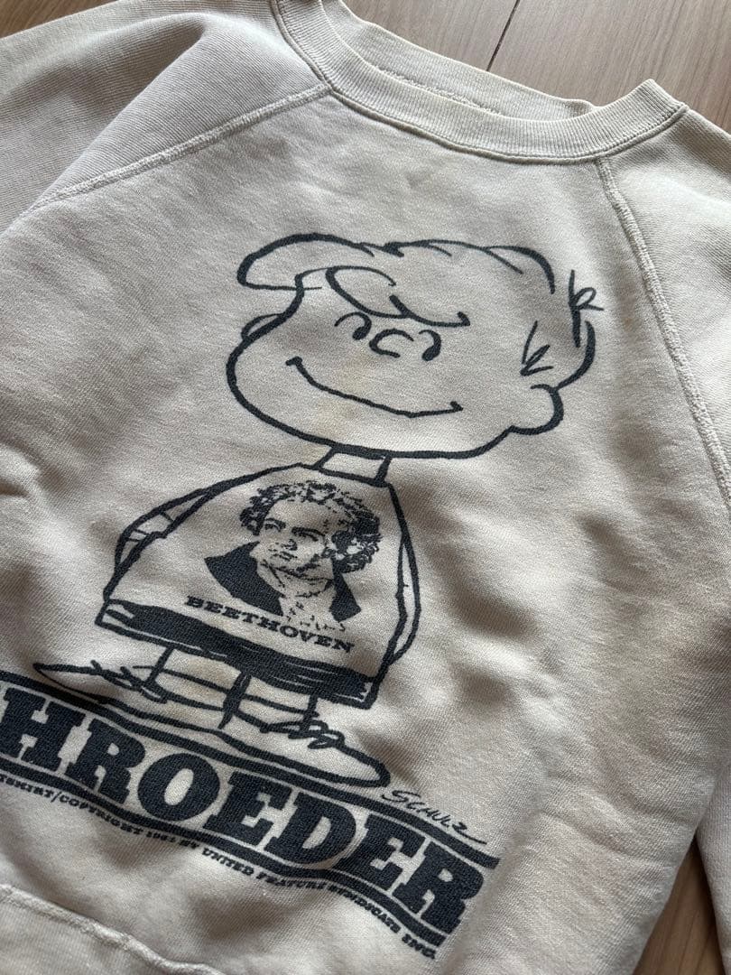 60s スプルース スヌーピー シュローダー スウェット ベージュ 両面プリント