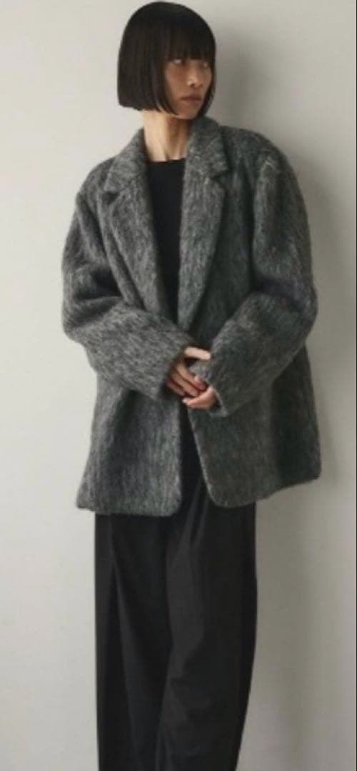 スタイルミキサー オーバーサイズシャギーダブルボタンジャケット グレー