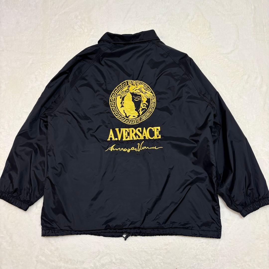 A.VERSACE ナイロンジャケット コーチジャケット メデューサ刺繍 黒XL