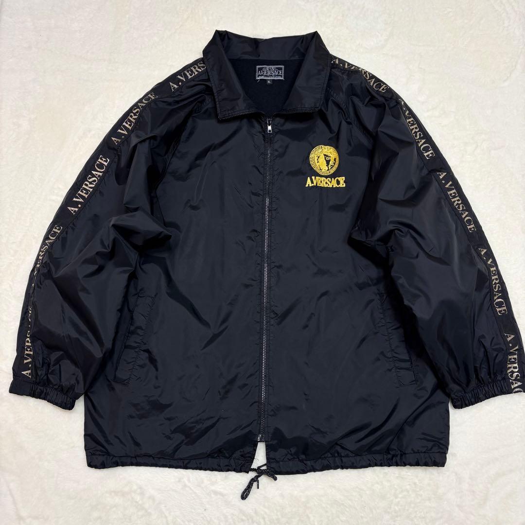 A.VERSACE ナイロンジャケット コーチジャケット メデューサ刺繍 黒XL