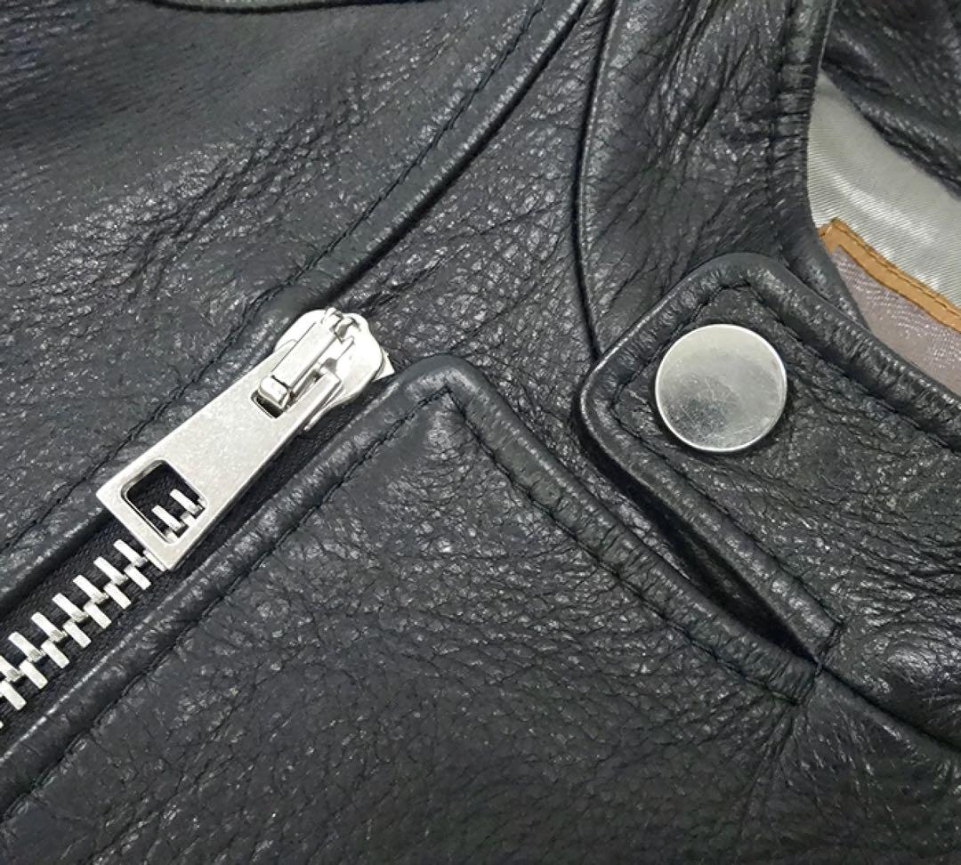 ルッフォ 最高峰フィンランドディアスキン 鹿革　ダブルライダース 44 黒