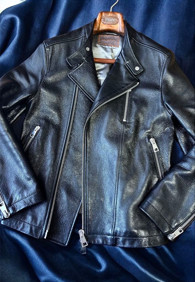 ルッフォ 最高峰フィンランドディアスキン 鹿革　ダブルライダース 44 黒