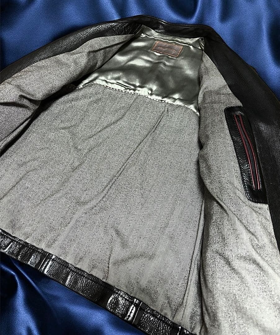 ルッフォ 最高峰フィンランドディアスキン 鹿革　ダブルライダース 44 黒