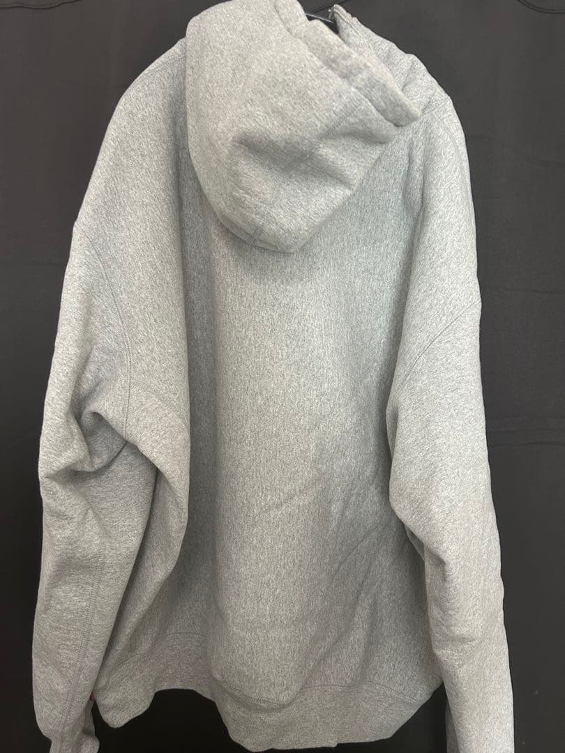 Supreme Raised Script フーディー レザーグレー XL