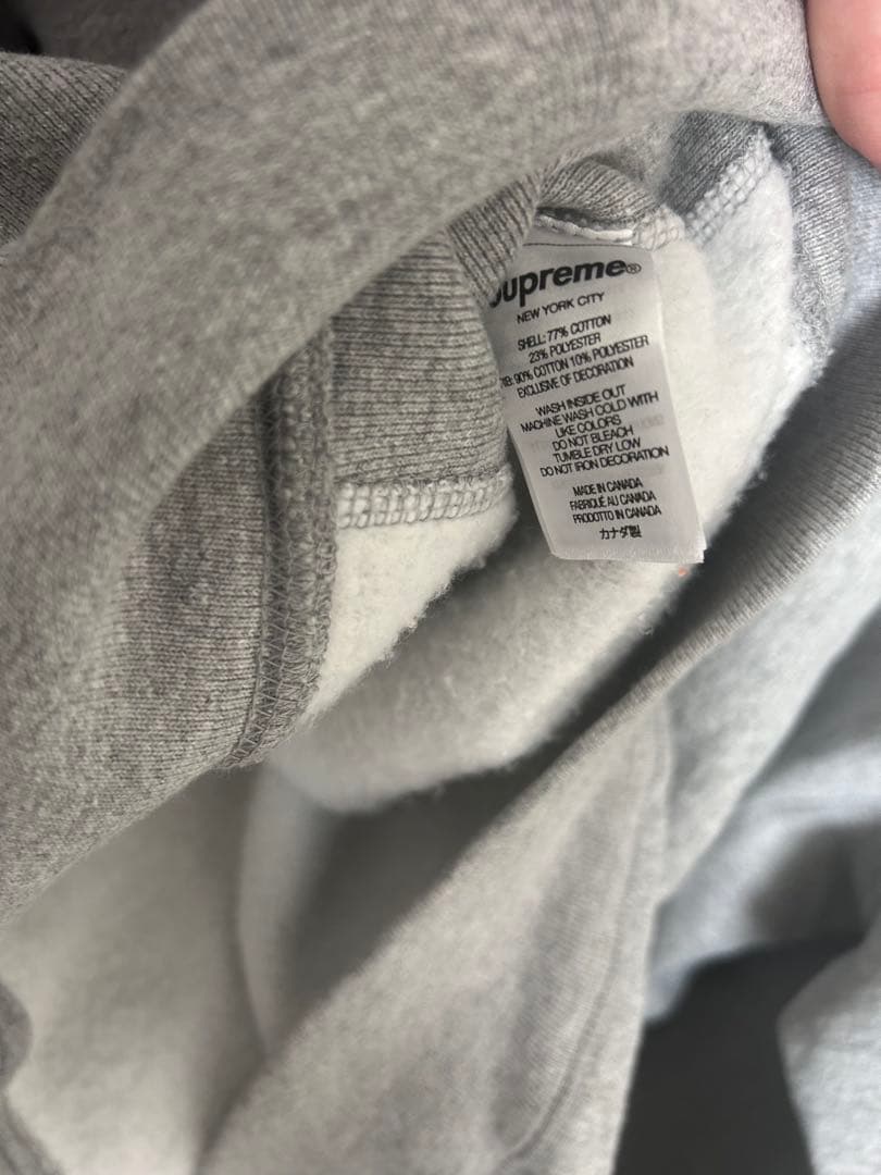 Supreme Raised Script フーディー レザーグレー XL