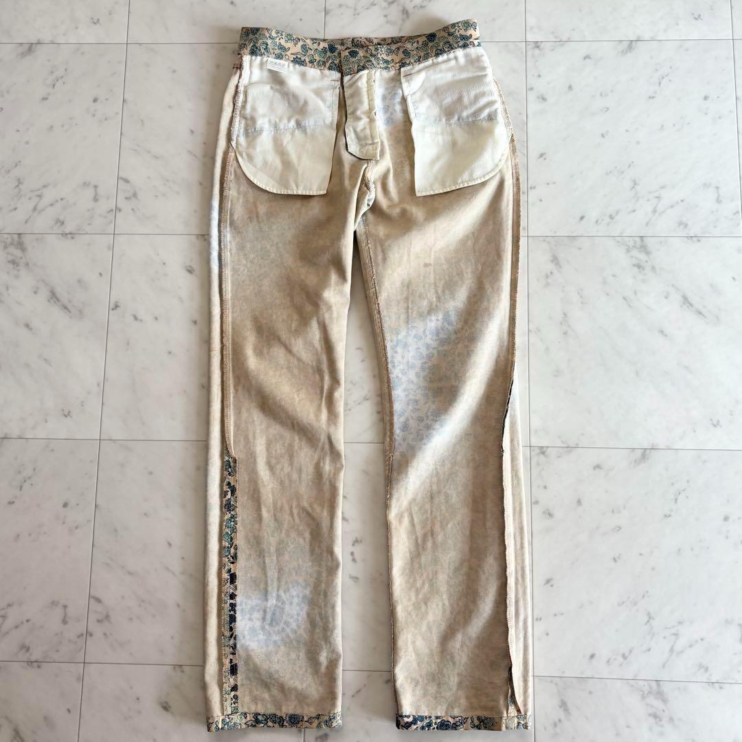 イッセイミヤケ ムラ染め 花柄 総柄 デニム パンツ ズボン サイズ2