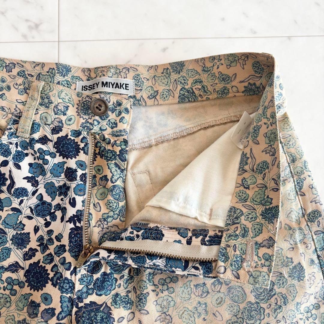イッセイミヤケ ムラ染め 花柄 総柄 デニム パンツ ズボン サイズ2