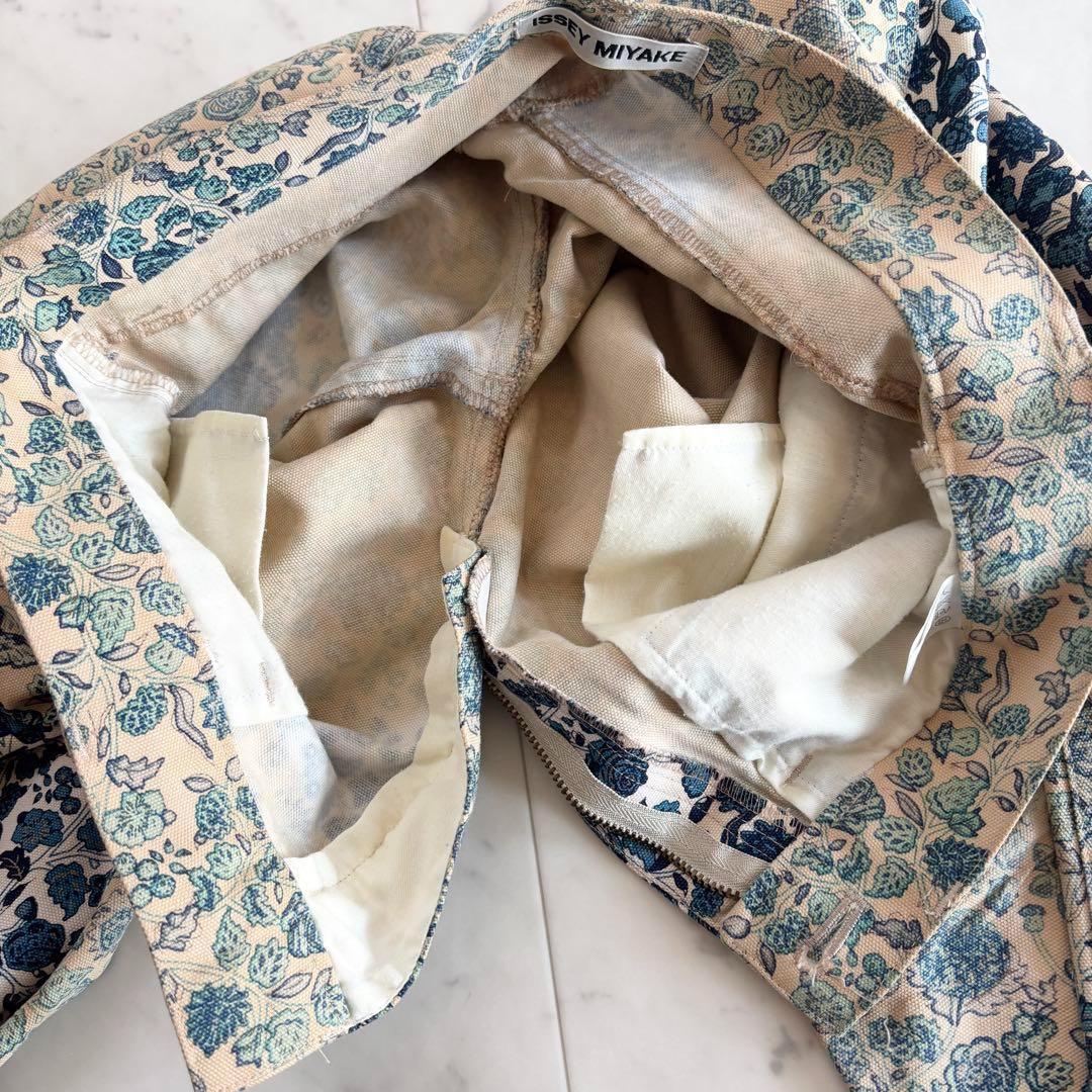 イッセイミヤケ ムラ染め 花柄 総柄 デニム パンツ ズボン サイズ2