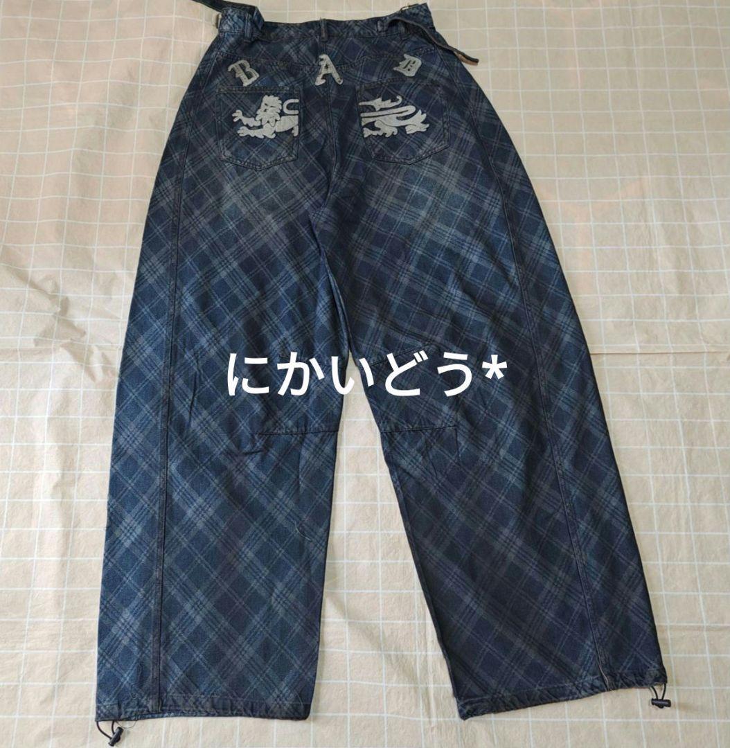 BADBLOOD デニムパンツ ブルーチェック XS