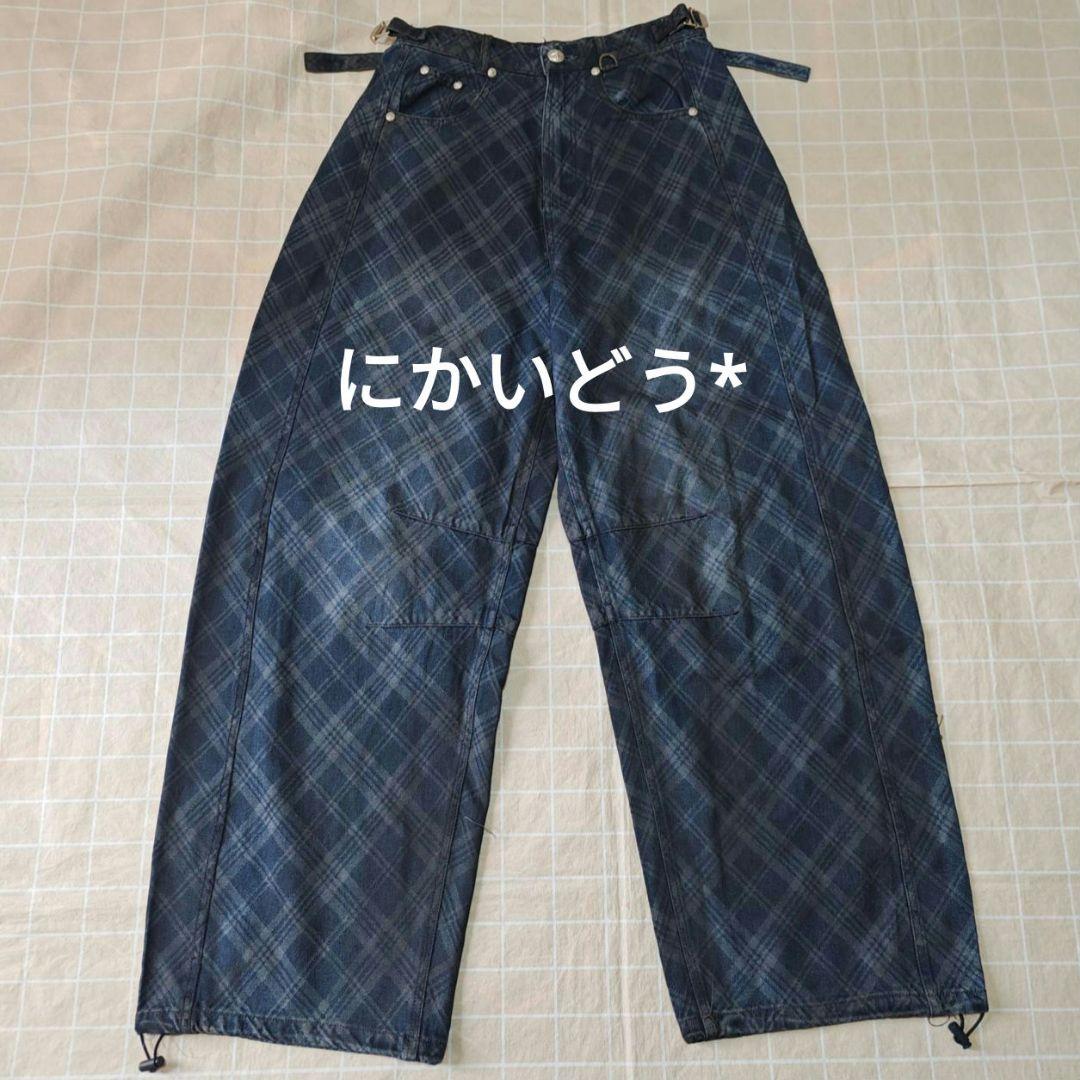 BADBLOOD デニムパンツ ブルーチェック XS