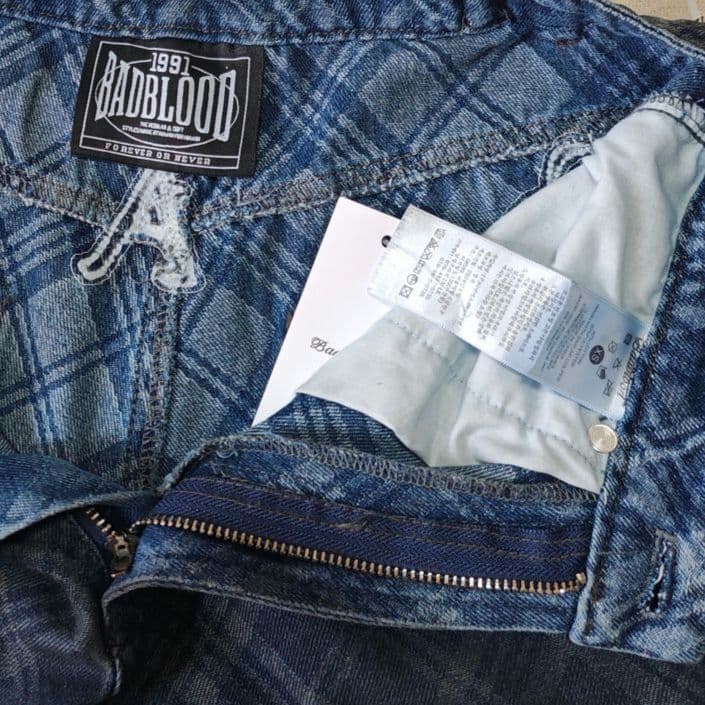 BADBLOOD デニムパンツ ブルーチェック XS