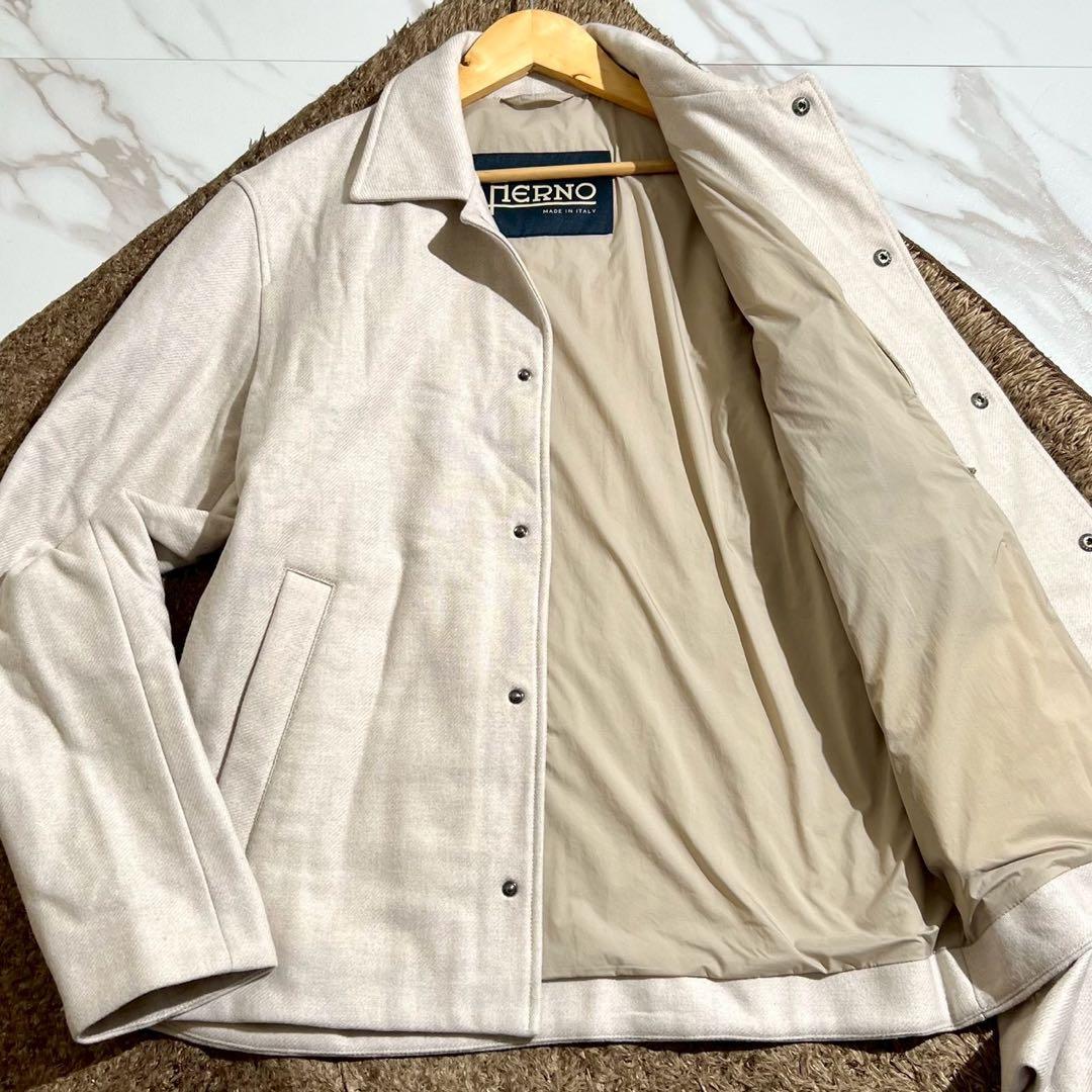 極美品 2024AW ヘルノ ウールリヨセルライトフランネルパデッドジャケット