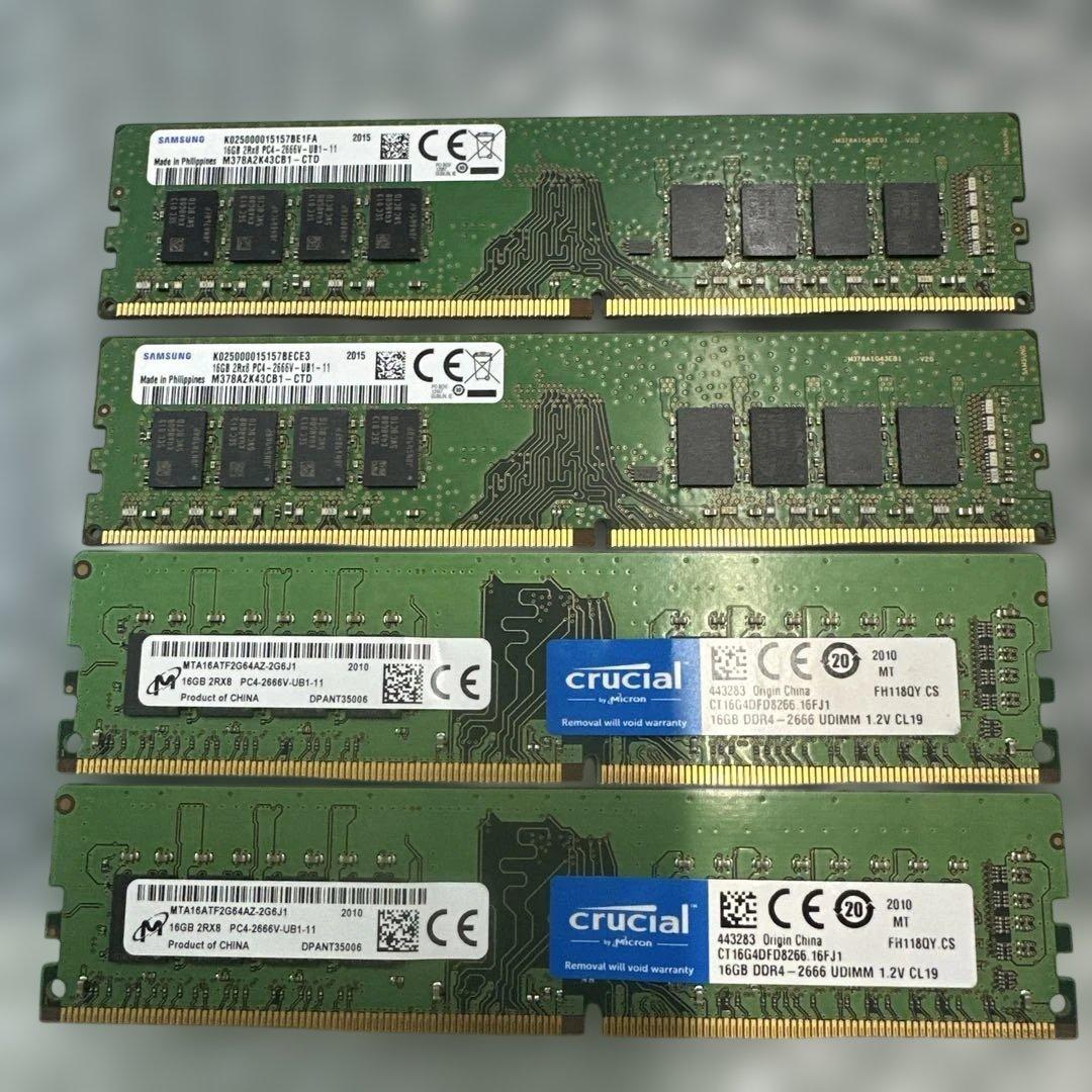 24. DDR4 64GB 16GB*4 DDR4 2666MHzメモリ