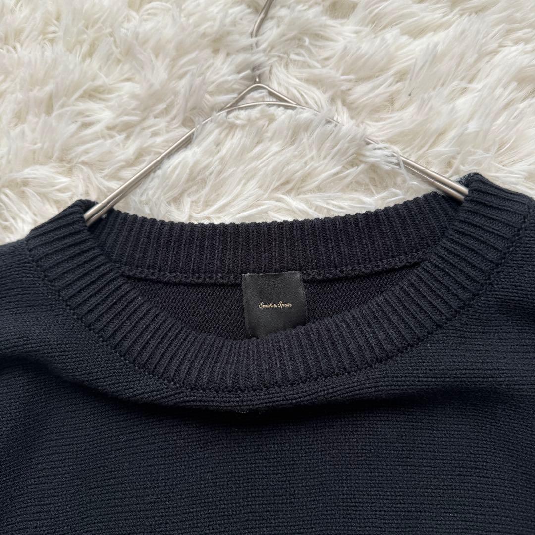 25SS✨スピックアンドスパン バルキーヤーンドルマンロングリブニット 黒