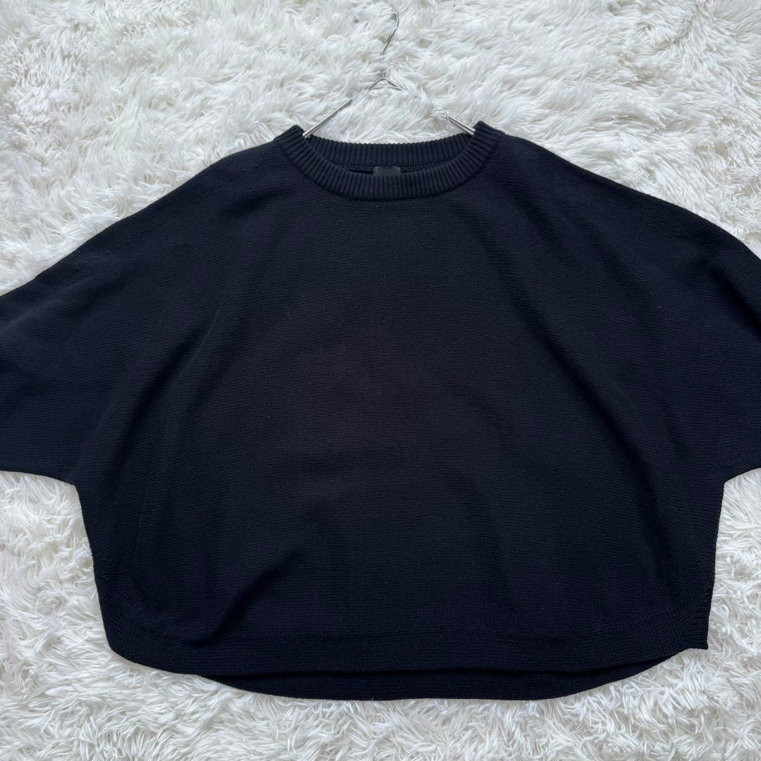 25SS✨スピックアンドスパン バルキーヤーンドルマンロングリブニット 黒