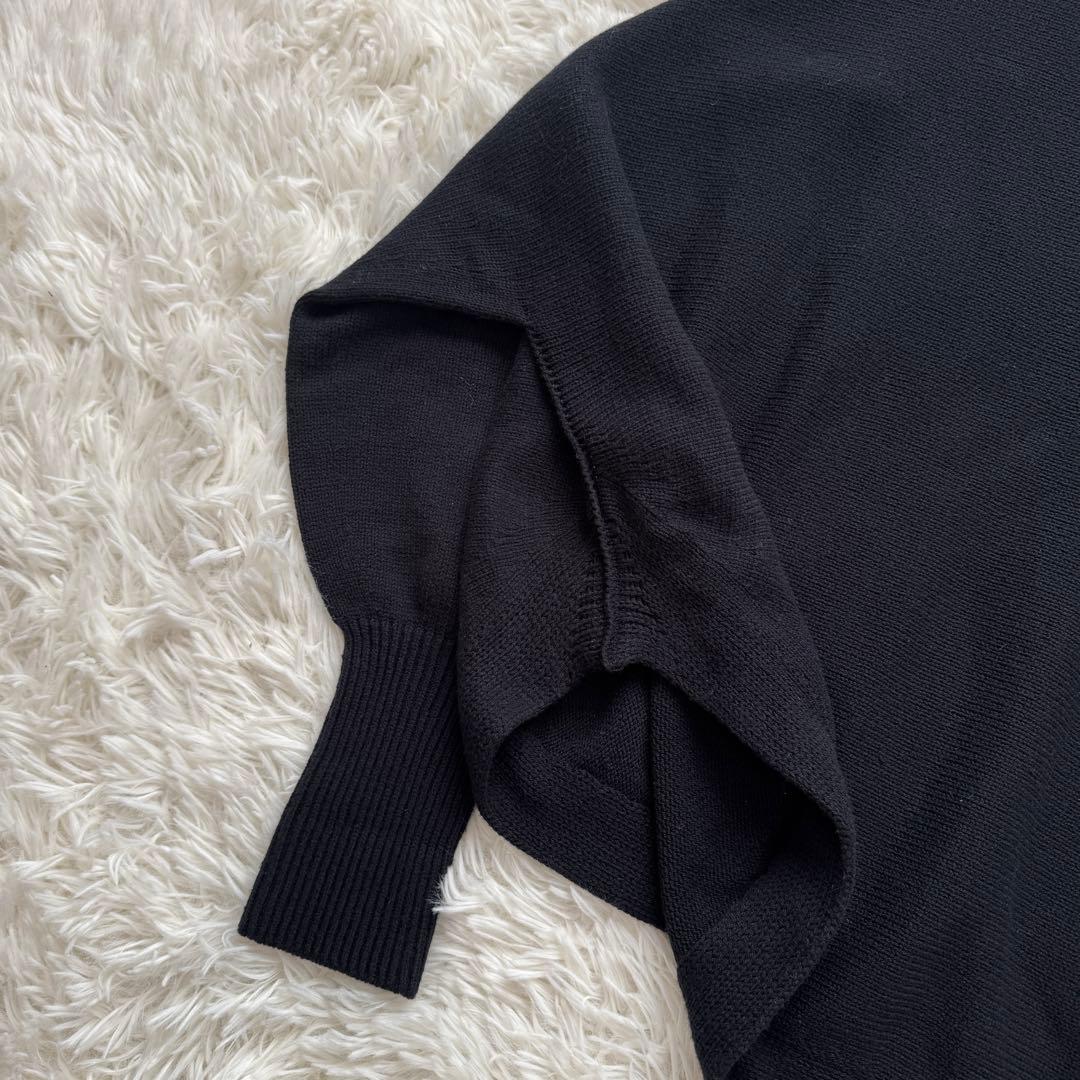 25SS✨スピックアンドスパン バルキーヤーンドルマンロングリブニット 黒