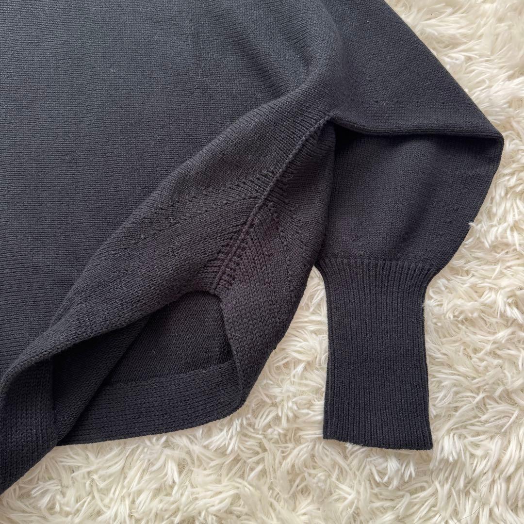 25SS✨スピックアンドスパン バルキーヤーンドルマンロングリブニット 黒