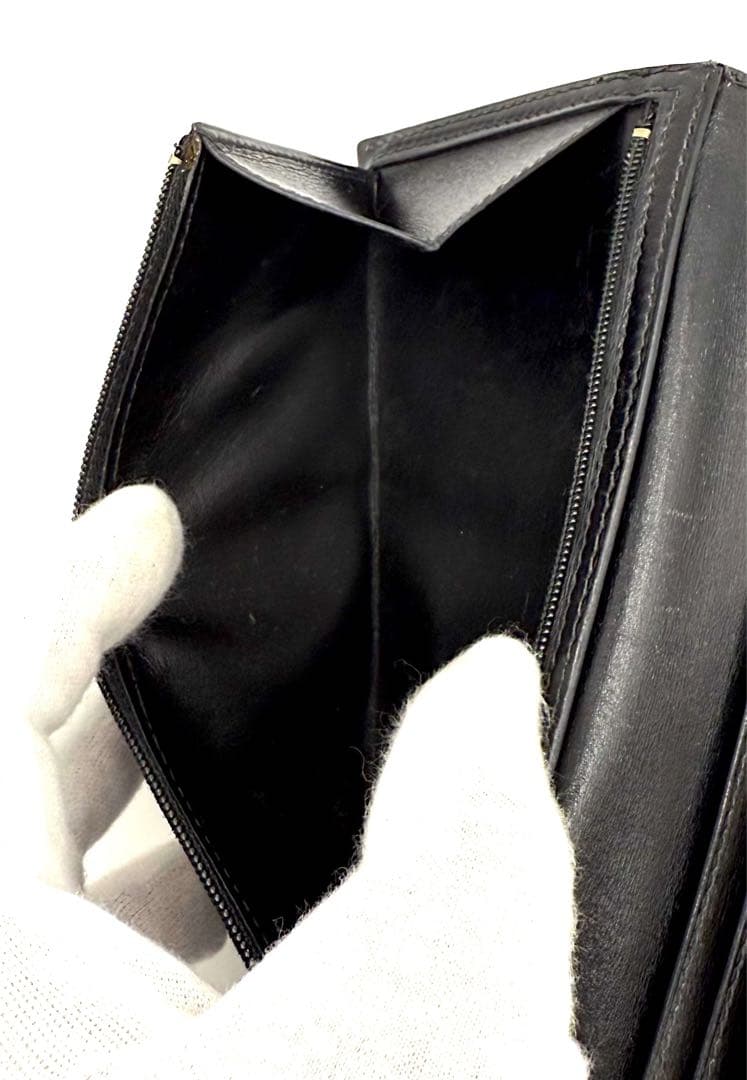 HERMES エルメス ベアン デュプリ 三つ折り 黒 ブラック 財布 長財布
