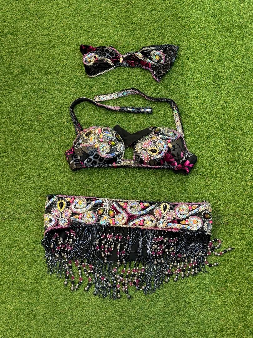 【fig】ベリーダンス衣装 　ブラ・ベルト（ターバン付）