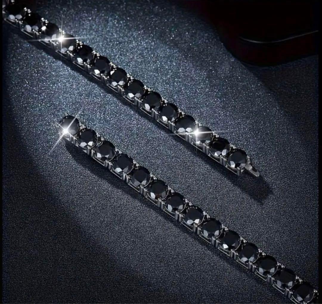 ブラックモアサナイト×S925 高級テニスチェーンブレスレット　ブリンブリン