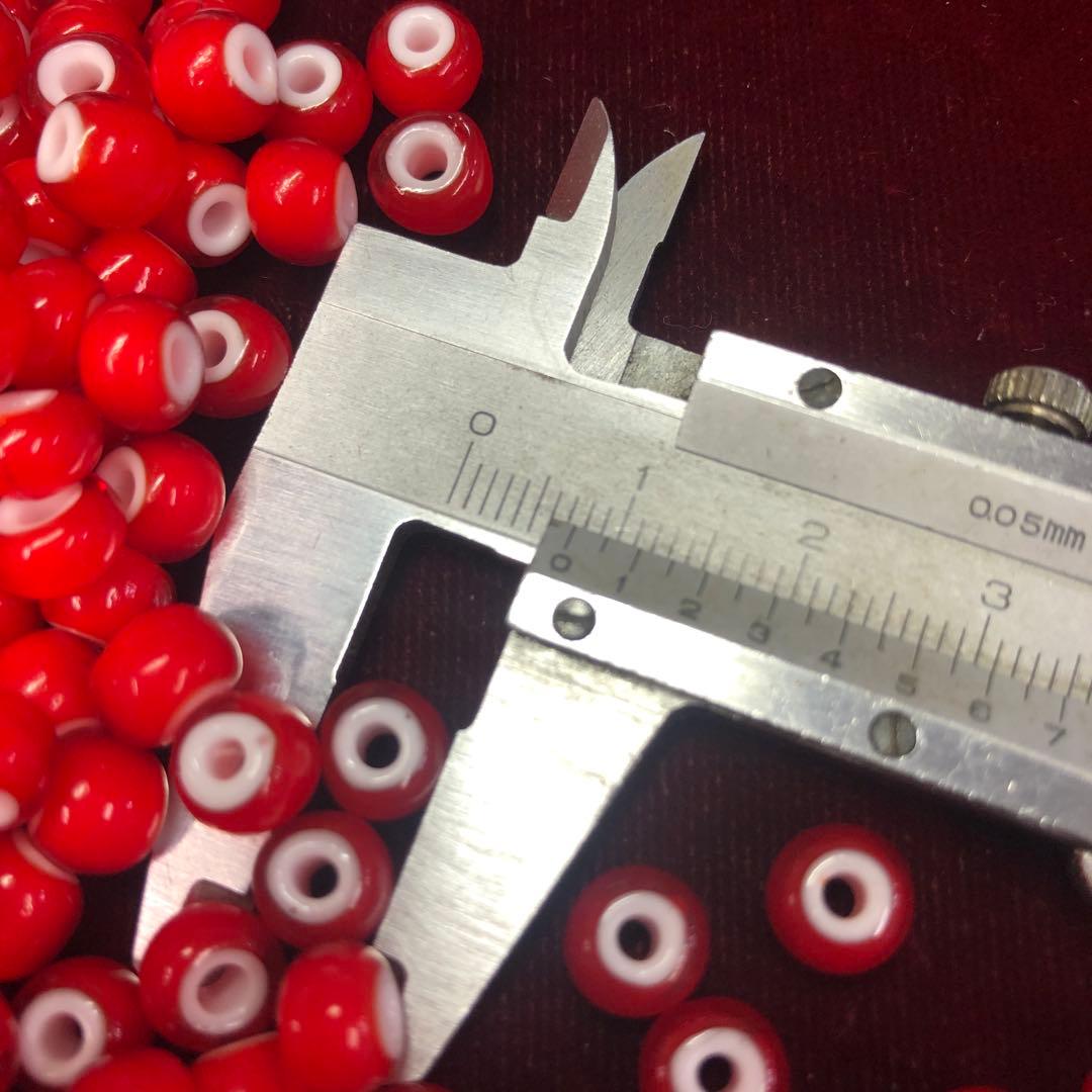 (朱赤色)ホワイトハーツ500粒約7.5ミリ〜8.2ミリ幅前後、3ミリ鹿紐用