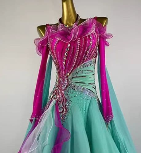 新作 オーダーメイド　社交ダンス衣装　スタンダードドレス　パーティー