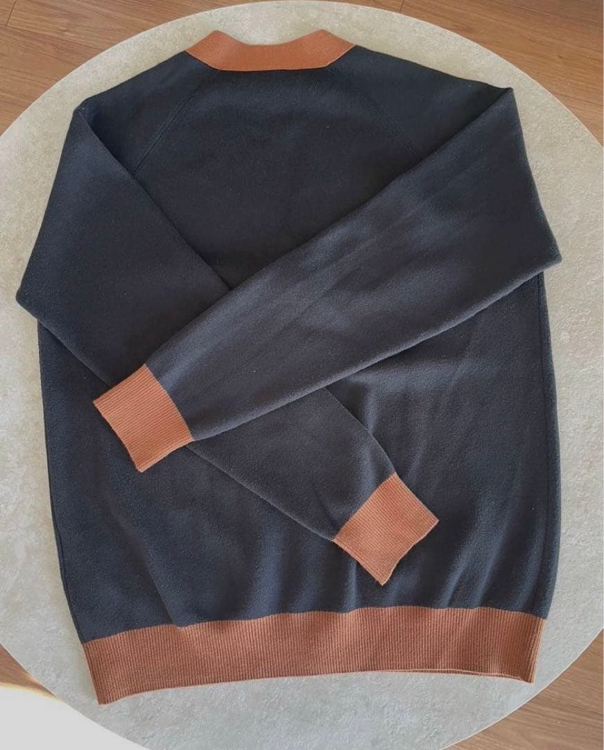 CABaN コットンカシミヤ バイカラーVネックカーディガン