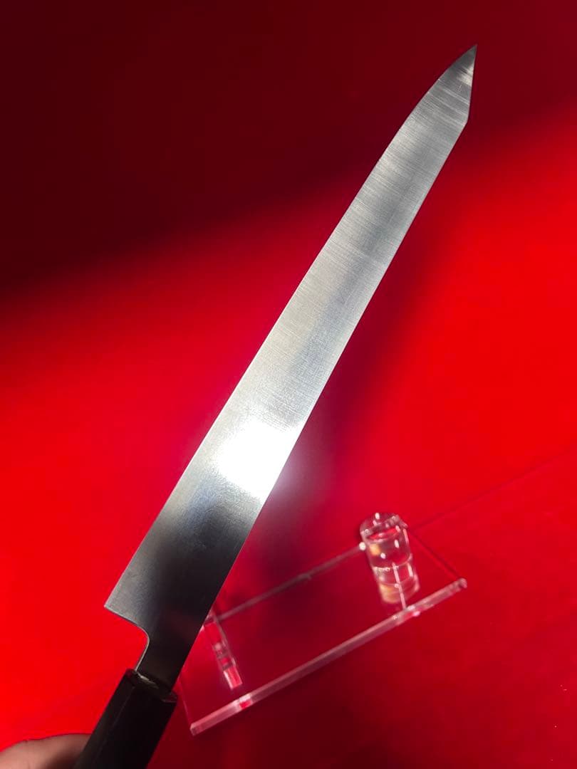01561 包丁　剣型切付　尺　鬼反り　鏡面仕上げ　切味抜群　箱付　未使用品
