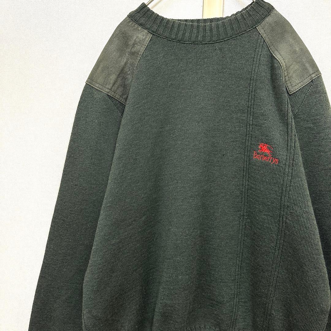 Burberrys バーバリーズ エルボーパッチ ウールニット M 英国製