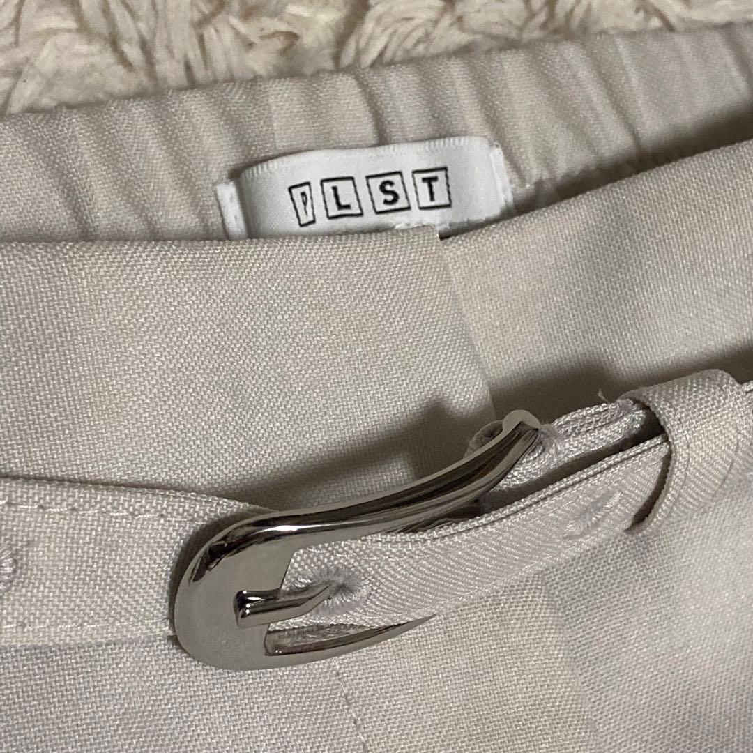 PLST 洗濯機で洗える ノーカラー ジャケット パンツ ベルト スーツ