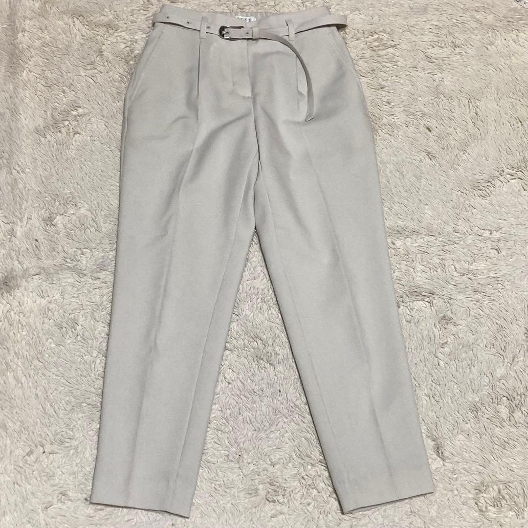 PLST 洗濯機で洗える ノーカラー ジャケット パンツ ベルト スーツ