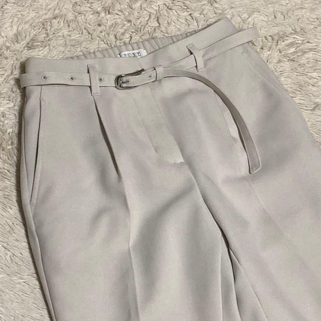 PLST 洗濯機で洗える ノーカラー ジャケット パンツ ベルト スーツ