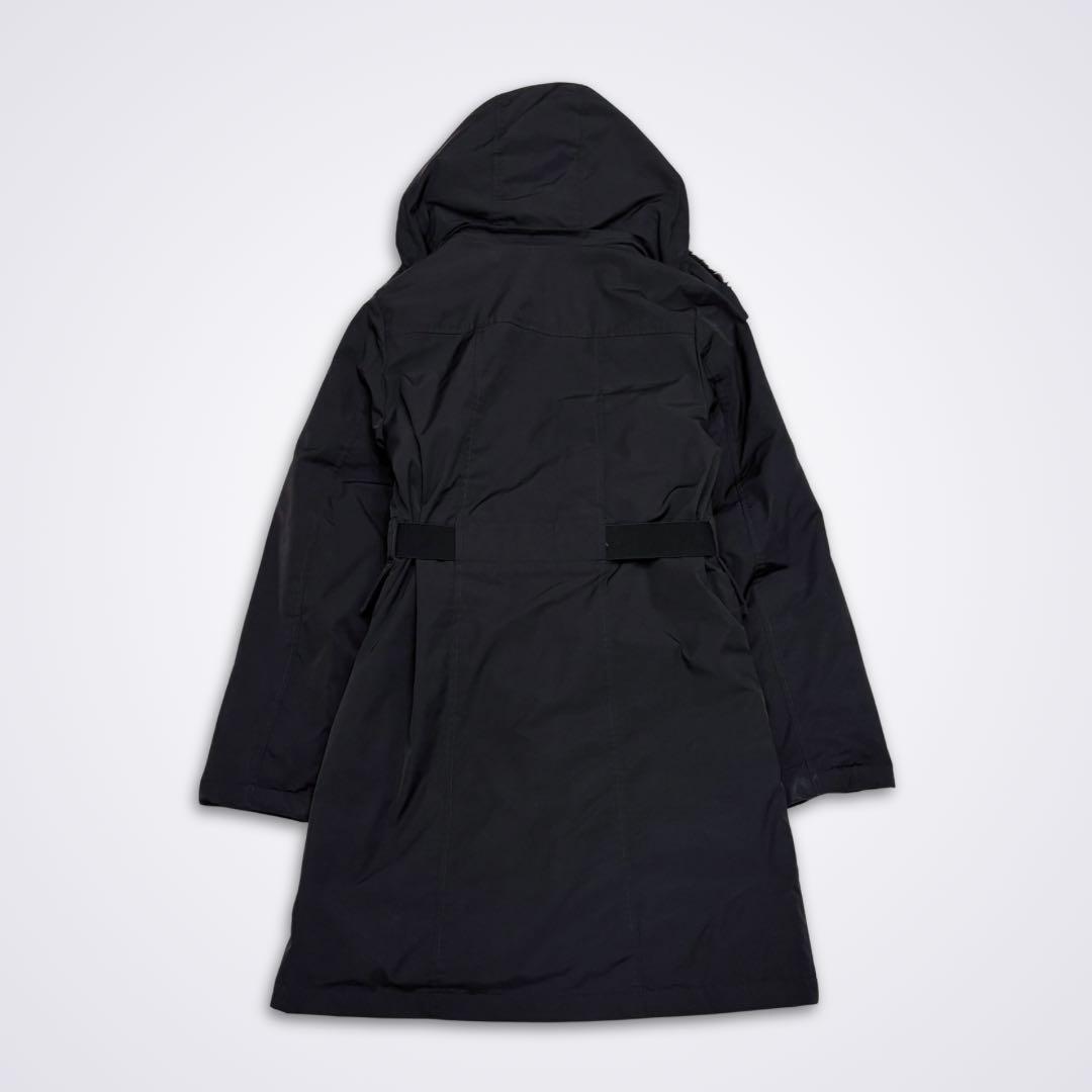 theory セオリー 牛革ベルト付きロングダウンコート Aライン ブラック