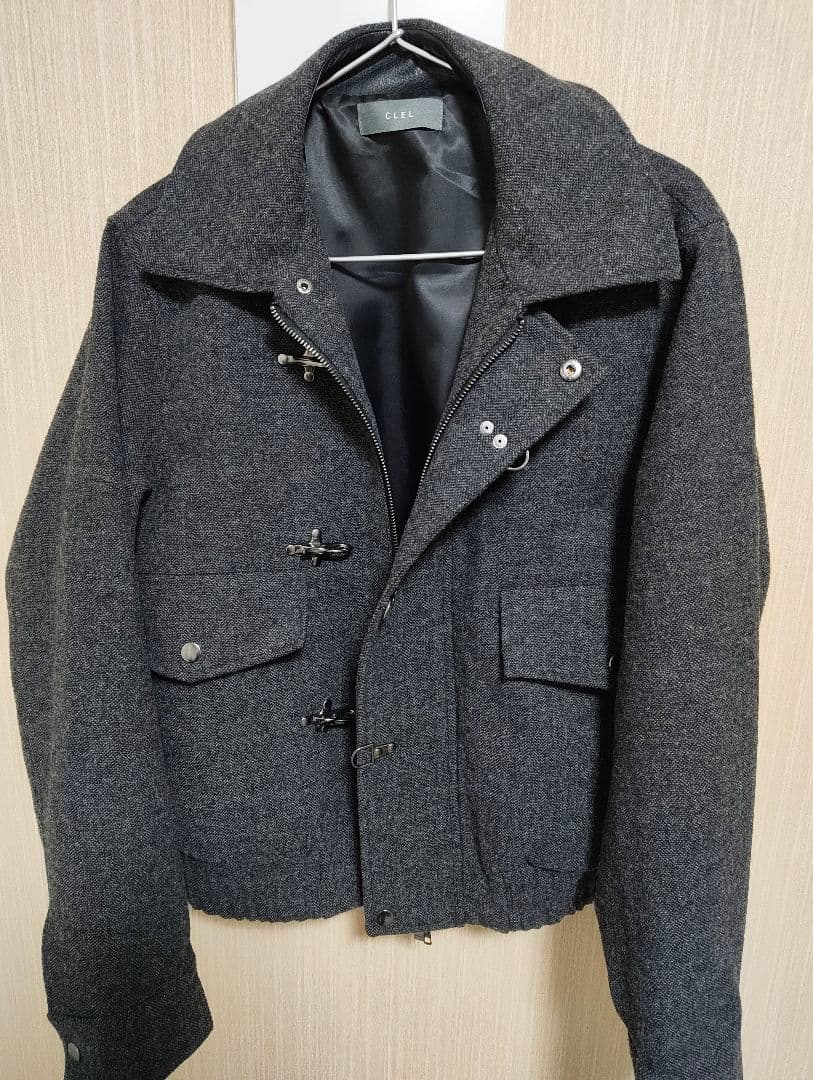 CLEL ウールブレンド ヘリンボーンツイードファイヤーマンブルゾン Sサイズ