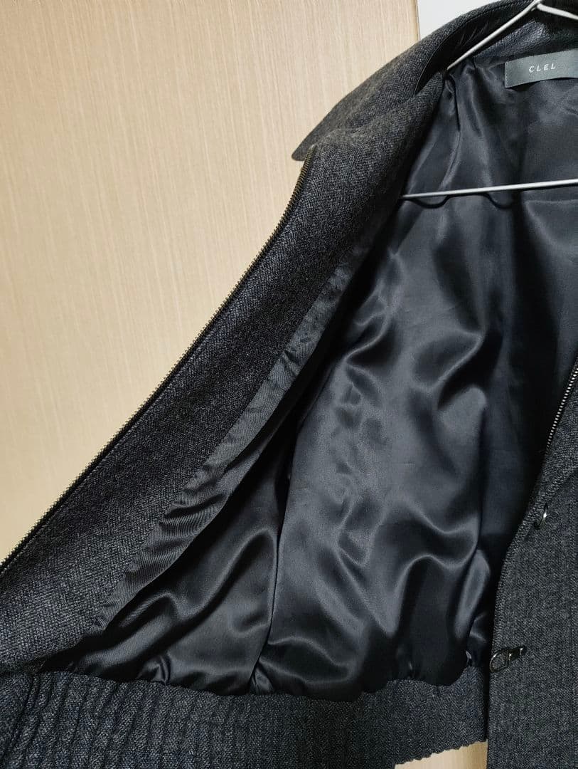 CLEL ウールブレンド ヘリンボーンツイードファイヤーマンブルゾン Sサイズ