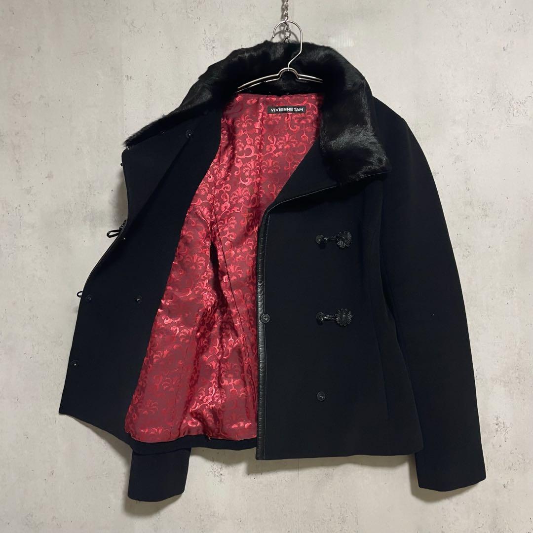 希少　ヴィヴィアンタム アンゴラ混チャイナジャケット 黒 ショートコート
