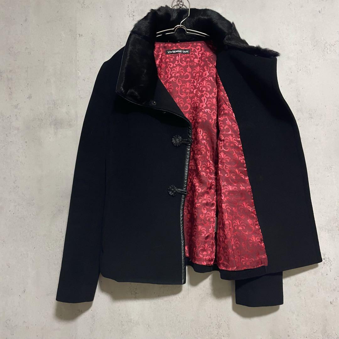 希少　ヴィヴィアンタム アンゴラ混チャイナジャケット 黒 ショートコート