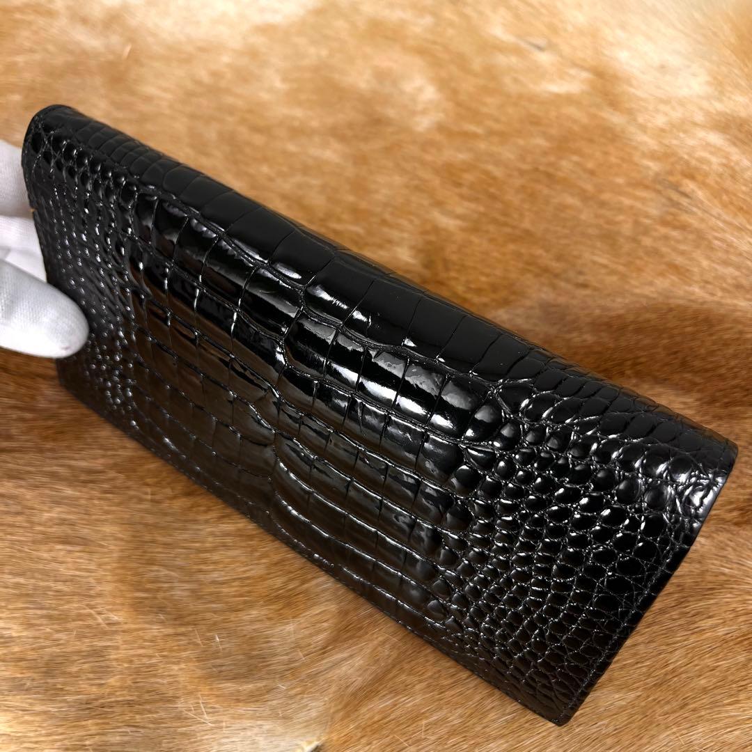 新品 JRA 定28万 最高峰 クロコダイル 極艶 無双 長財布 お札入 桐箱付