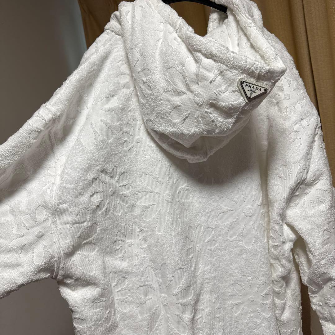 PRADA プラダ　ジャガードテリークロスフーディー ホワイト